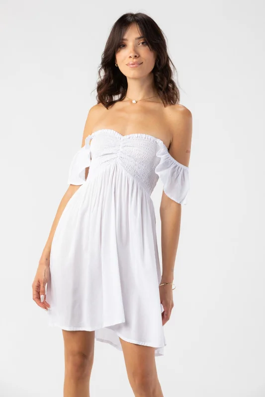 Tiare Hawaii Hollie Mini Dress White Stylish Button-Down Mini Dress