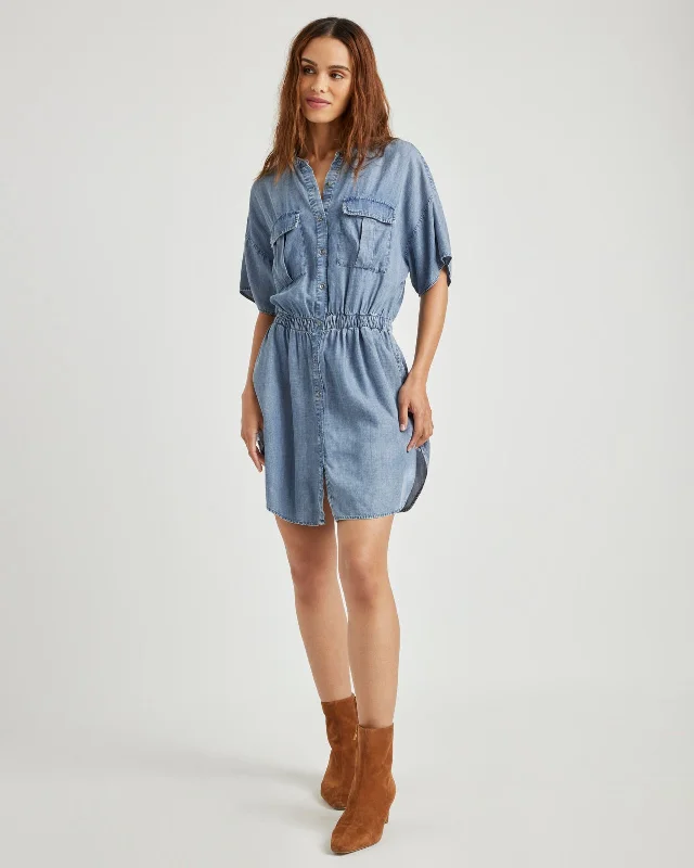 Raquel Indigo Mini Dress Classic Solid Mini Dress