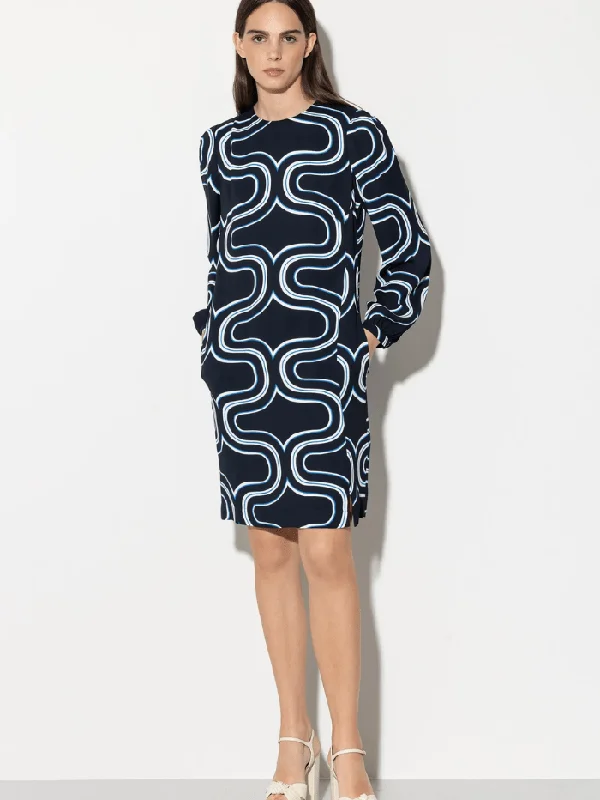 Luisa Cerano Mini Dress With Wave Print  798481 3604 Col 2921 Chic Sleeveless Mini Dress