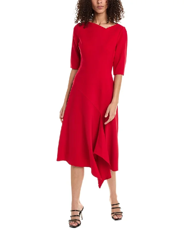 Teri Jon by Rickie Freeman Asymmetrical Midi Dress Tunics Modern contemporary