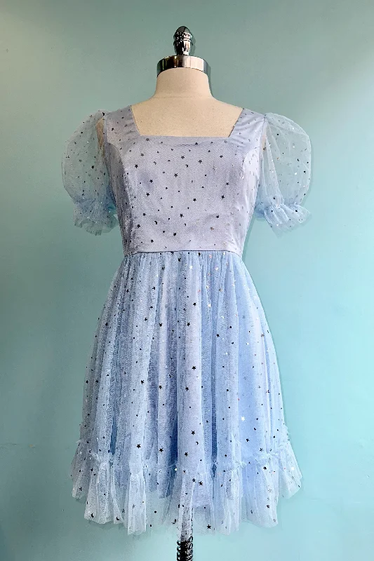 Infinity Baby Blue Mini Dress by Hell Bunny Fashionable A-Line Mini Dress