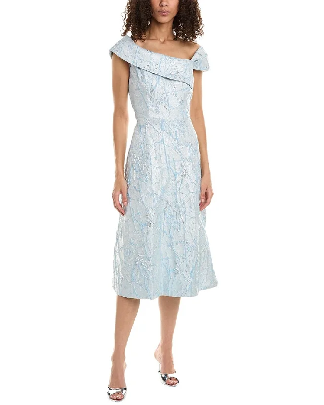 Teri Jon by Rickie Freeman Jacquard Midi Dress Tunics Silk luxurious