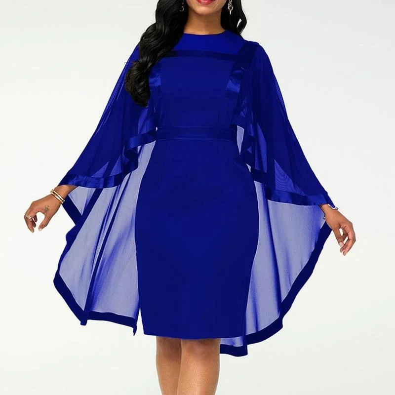 Oversized Women Clothes Elegant Party Evening Dress Gauze Patchwork Cape Cloak Dress Banquet Wear Dress Feminin Vestido De Mujer Tunics Chic fashionable Oversized Women Clothes Elegant Party Evening Dress Gauze Patchwork Cape Cloak Dress Banquet Wear Dress Feminin Vestido De Mujer Tunics Chic fashionable