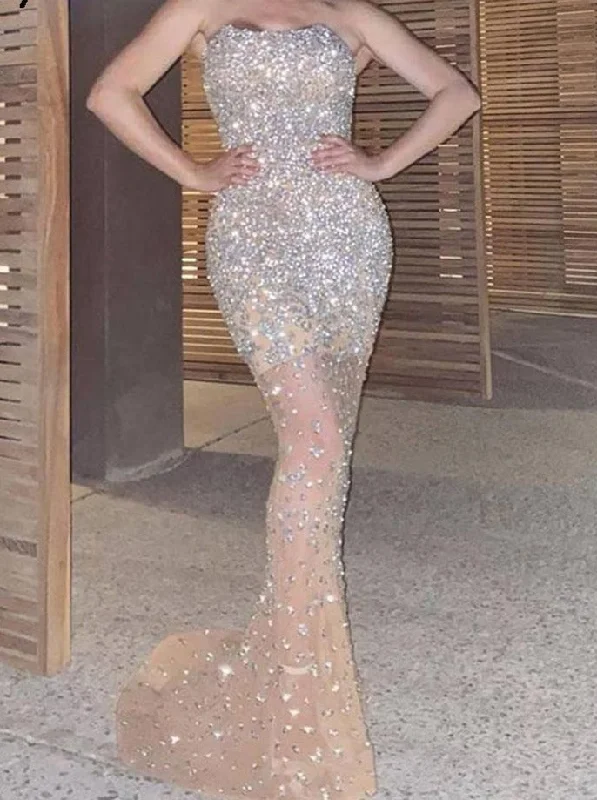 Sexy Sequin Rhinestone Mesh Bodycon Fishtail Dress Women Off Shoulder Sleeveless Maxi Dresses Lady Elegant Party Evening Dress Tunics Short Trendy Sexy Sequin Rhinestone Mesh Bodycon Fishtail Dress Women Off Shoulder Sleeveless Maxi Dresses Lady Elegant Party Evening Dress Tunics Short Trendy