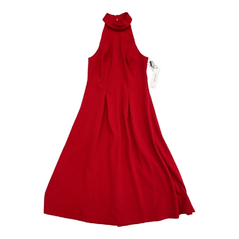 Dress Party Midi By Calvin Klein In Red, Size:4 Tunics New arrival