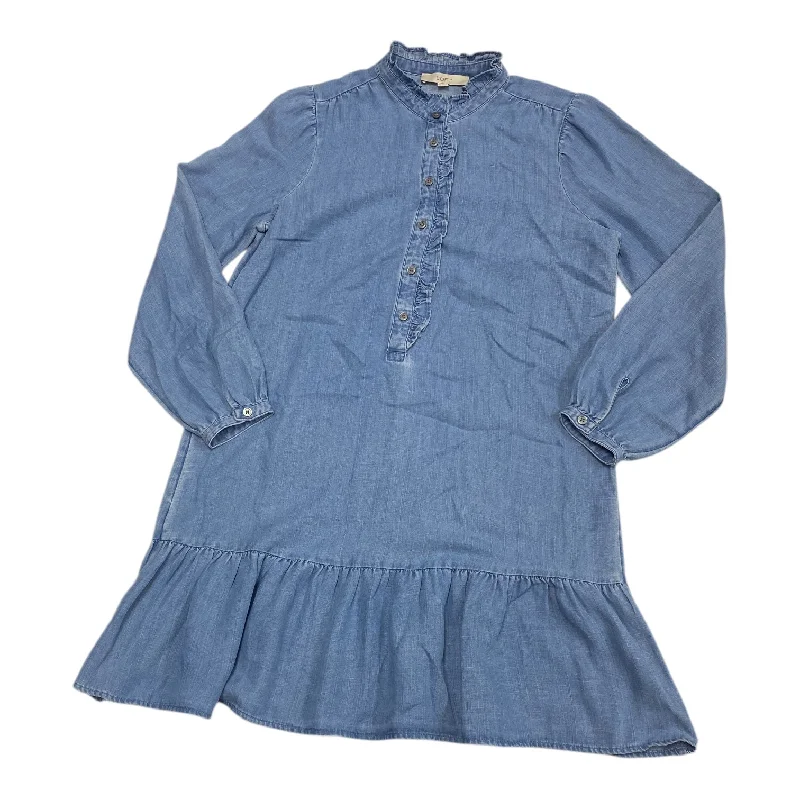 Dress Casual Midi By Loft In Blue Denim, Size:M Tunics Floral girly