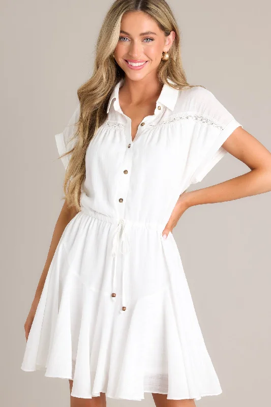 Cloud Nine Chic White Collared Mini Dress Trendy Tie-Dye Mini Dress