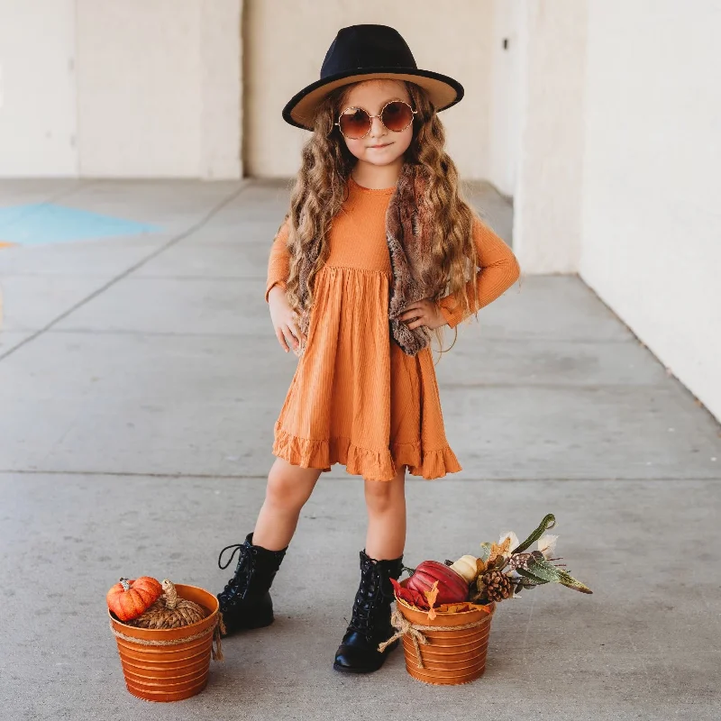 PUMPKIN RIB DREAM RUFFLE DRESS Tunics Sophisticated sleek