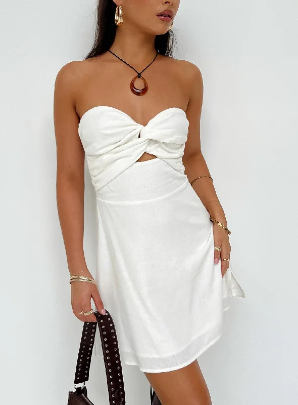 Falling For You Mini Dress White Tunics Business professional