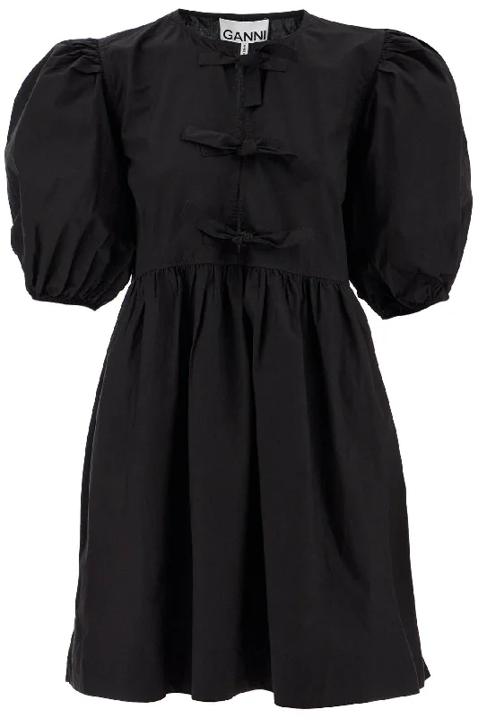 Ganni Women's Tie String Poplin Mini Dress Tunics Practical durable