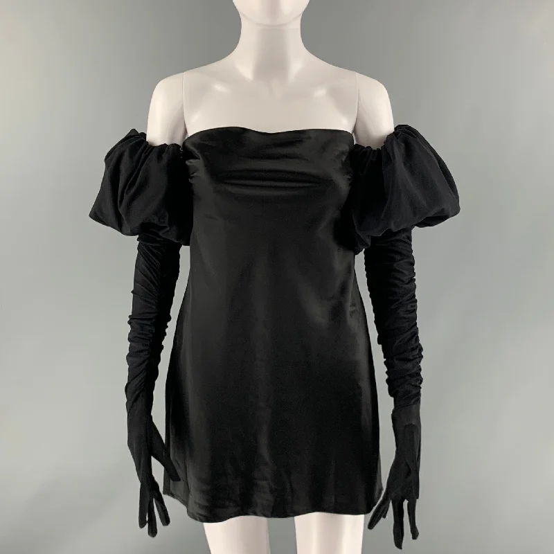 FOR LOVE & LEMONS Size S Black Rpet Mixed Fabrics Mini Dress Classic White Mini Dress