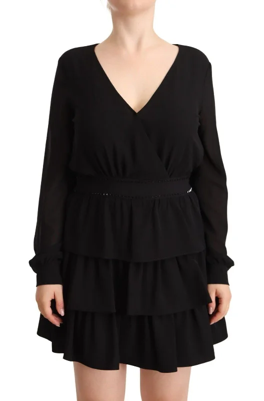 Liu Jo Elegant Black A-Line Mini Dress with Long Sleeves Chic Puff Sleeve Mini Dress Liu Jo Elegant Black A-Line Mini Dress with Long Sleeves Chic Puff Sleeve Mini Dress