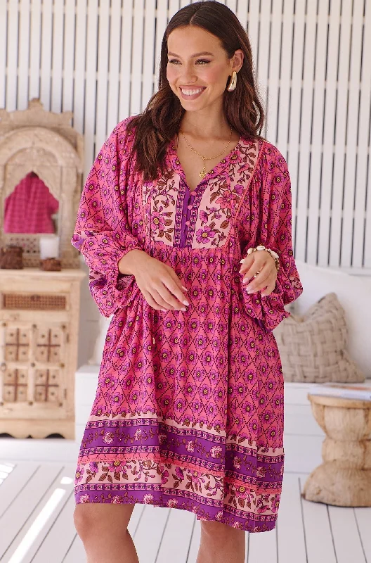 Annabella Mini Dress - Pink/Purple Tunics Sophisticated sleek