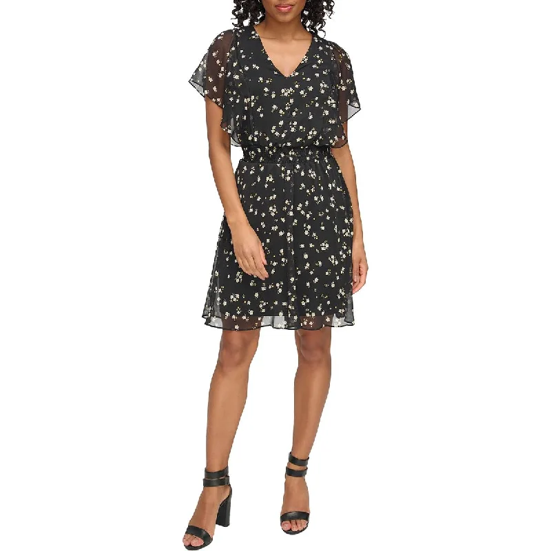 Womens Printed Polyester Mini Dress Tunics Summer linen