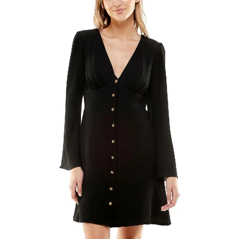 Juniors Womens Button Front Mini Mini Dress Tunics Review highly
