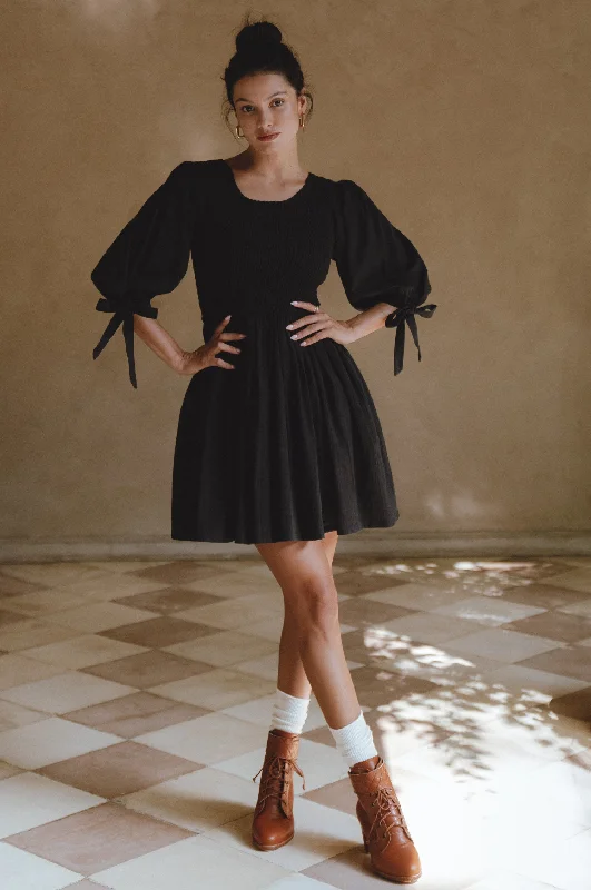 Jolie Puff Sleeve Linen Mini Dress Cozy Wraparound Mini Dress