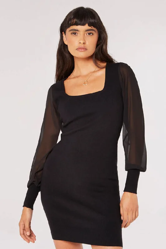 Apricot Bodycon Knitted Mini Dress Chic Pleated Mini Dress