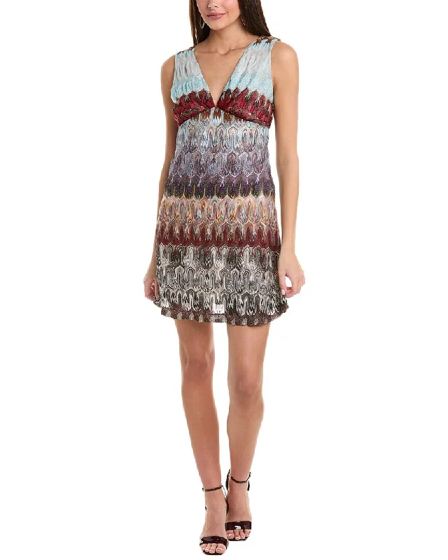 M Missoni Abstract Motif Knit Mini Dress Tunics Mesh breathable
