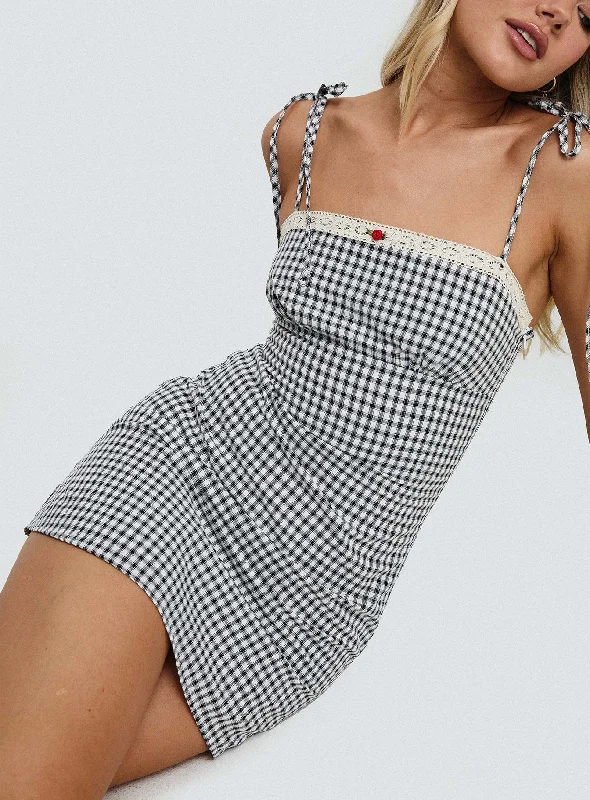 Burkes Mini Dress Black Check Tunics Designer luxury