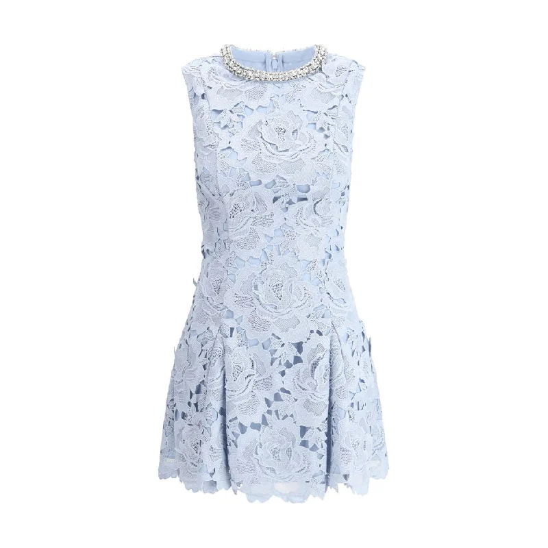 Self-Portrait lace Mini Dress with jewel collar Chic Bohemian Mini Dress