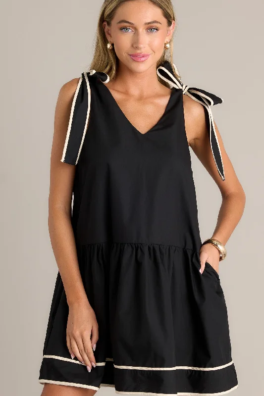 Luminous Whispers Black Mini Dress Trendy Lace Mini Dress