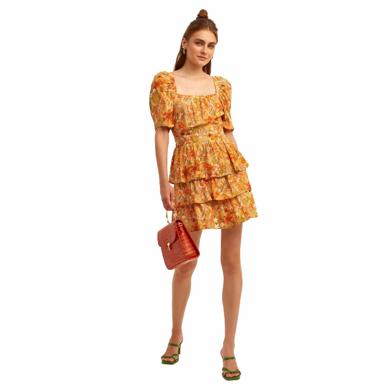 OXXO - Floral Patterned And Ruffle Mini Dress Trendy Crossover Mini Dress