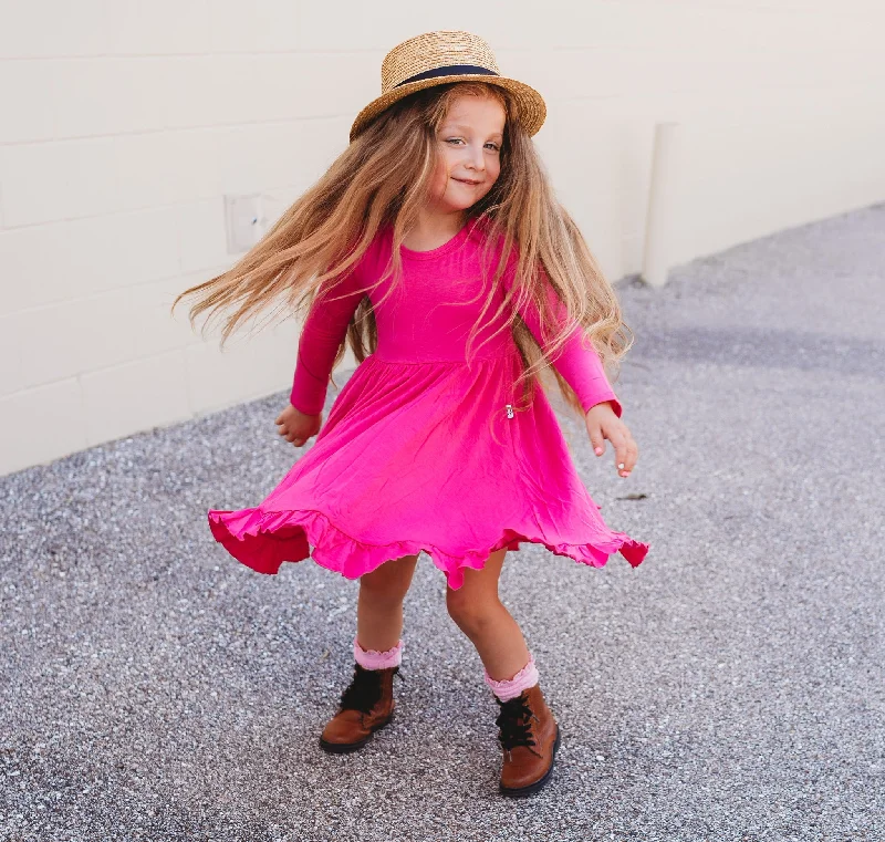 HOT PINK DREAM RUFFLE DRESS Tunics Canvas sturdy