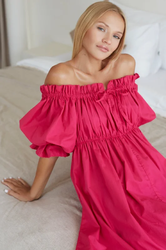 Vacay Off Shoulder Cotton Mini Dress Cozy A-Line Mini Dress