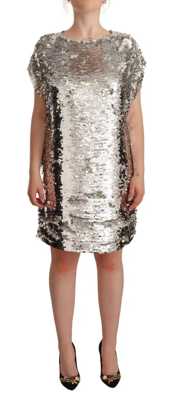 MSGM Elegant Sequined Boat Neck Mini Dress Fashionable Summer Mini Dress