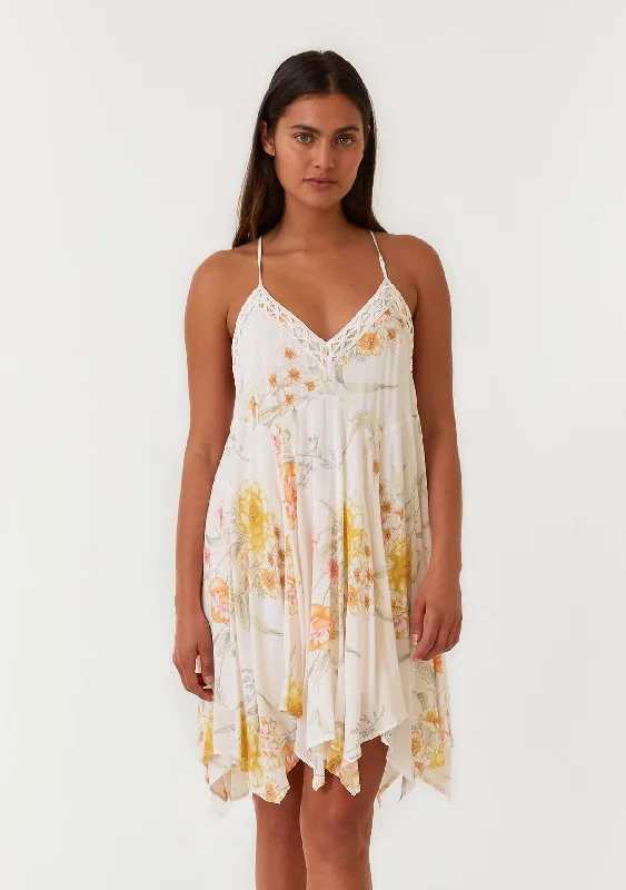 Floral V Neck Handkerchief Mini Dress Casual High-Waist Mini Dress