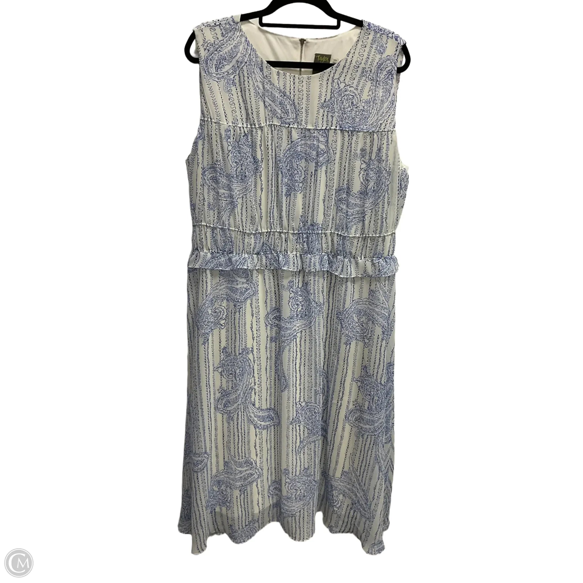 Dress Casual Maxi By Taylor In Blue & White, Size: 1x Tunics Yoga stretchy