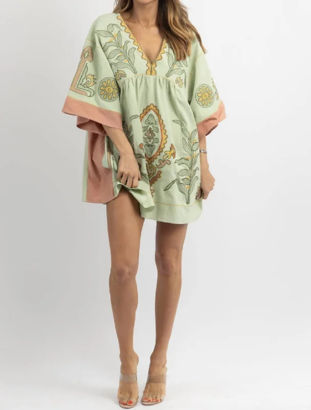 Fay Embroidered Mini Dress In Mint Tunics Luxurious premium