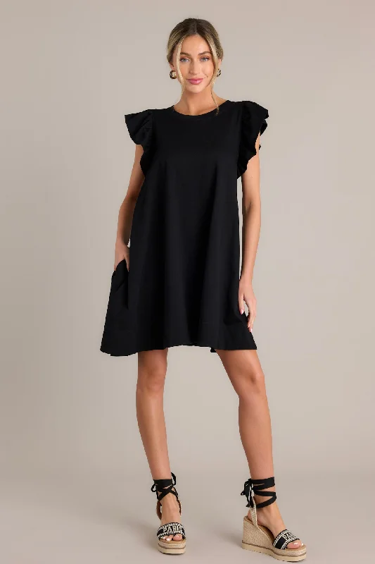 Eclipse Beauty 100% Cotton Black Mini Dress Stylish Sweetheart Mini Dress