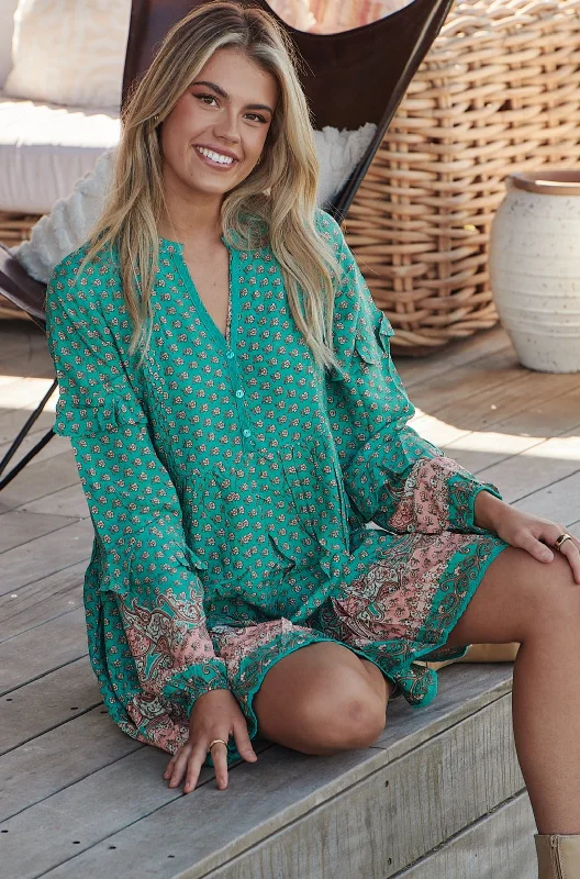 Alexis Mini Dress - Aqua Tunics Fleece cozy