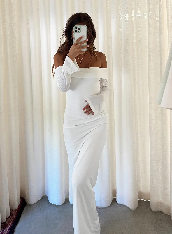 Maida Maxi Dress White Tunics Trendy modern