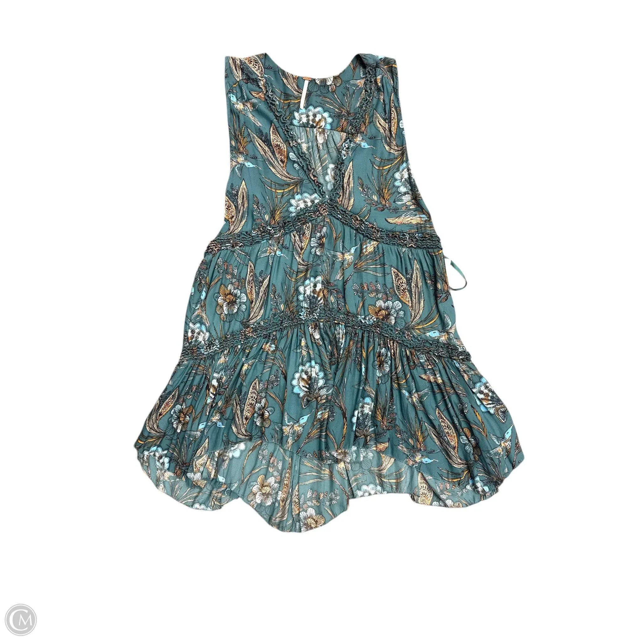 Dress Casual Midi By Free People In Teal, Size: 10 Square Neckline Feminine