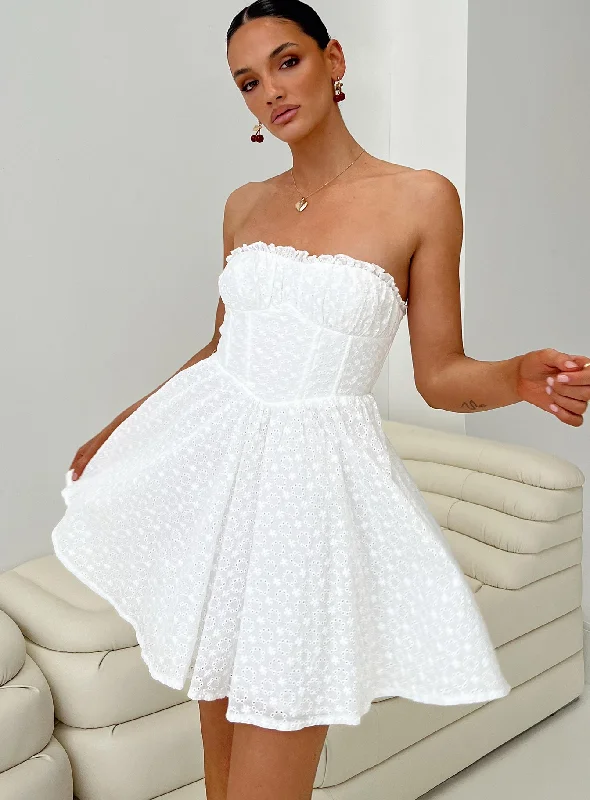 Nataria Strapless Mini Dress White Tunics Fashionable trendy