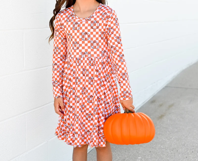 PUMPKIN CHECKS DREAM RUFFLE DRESS Tunics Bridal satin