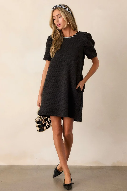 Chic Simplicity Black Short Sleeve Mini Dress Elegant Sequin Mini Dress