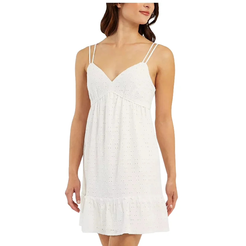 BY & BY - Eyelet Short Mini Dress Cozy Ribbed Mini Dress