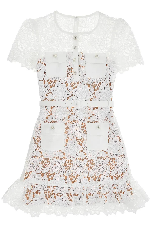 Self Portrait Women's Lace Mini Dress With Belt Pencil Office Professional