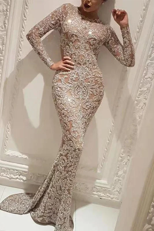 Elegant Bronzing Patchwork O Neck Evening Dress Dresses Tunics Gym athletic