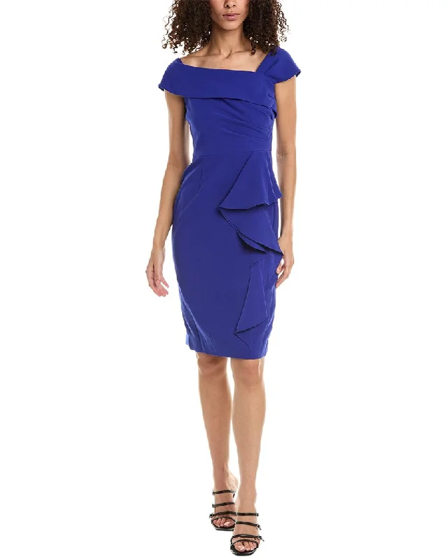Teri Jon by Rickie Freeman Asymmetrical Neck Sheath Dress Tunics New arrival