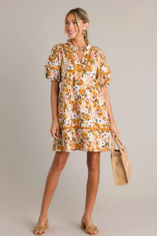 Blissful Treasure 100% Cotton Honey Yellow Floral Mini Dress Fashionable Party Mini Dress Blissful Treasure 100% Cotton Honey Yellow Floral Mini Dress Fashionable Party Mini Dress