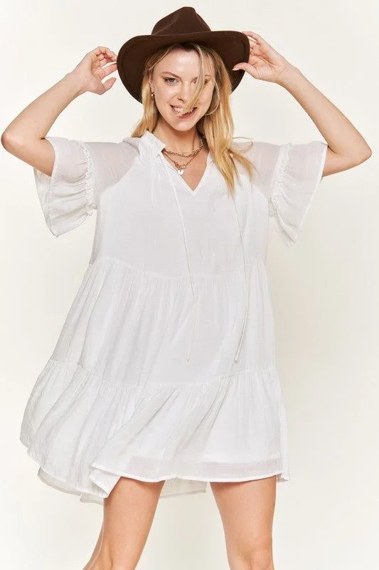 Jade By Jane Plus Size Ruffled neck tiered mini dress Cozy Wraparound Mini Dress