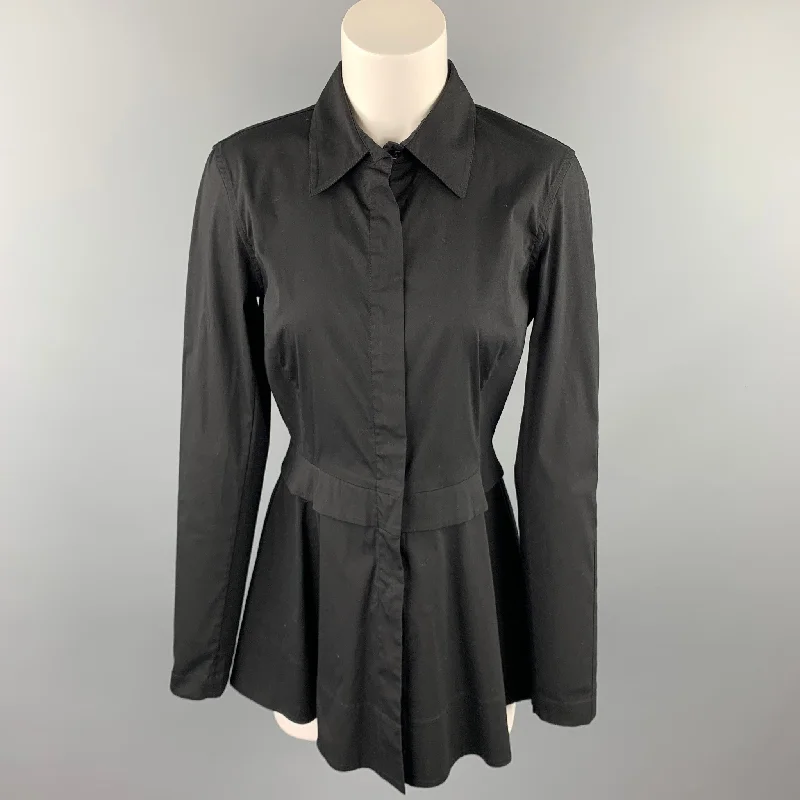 DONNA KARAN Size 8 Black Cotton Blend Long Sleeve Mini Dress Comfortable Boho Mini Dress DONNA KARAN Size 8 Black Cotton Blend Long Sleeve Mini Dress Comfortable Boho Mini Dress