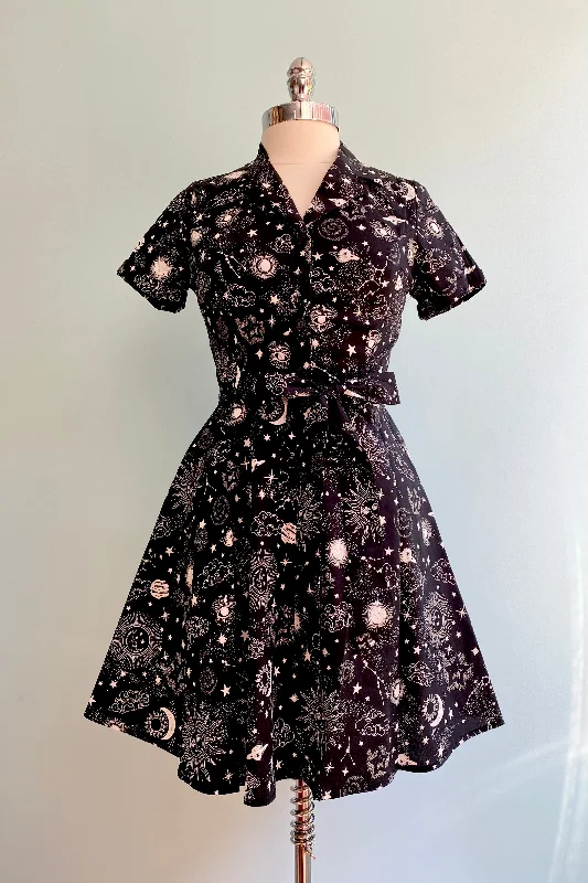 Lunar Shirtwaist Mini Dress by Eva Rose Stylish Puff Sleeve Mini Dress
