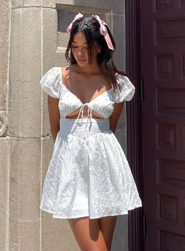 Caria Mini Dress White Tunics Chic elegant