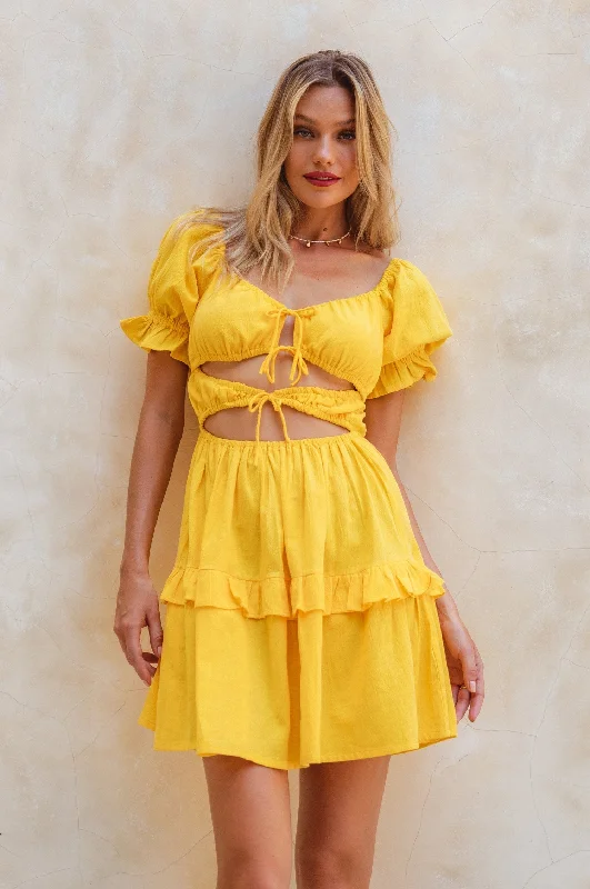 Chantelle Ruffled Linen Mini Dress (Sale) Chic Pleated Mini Dress
