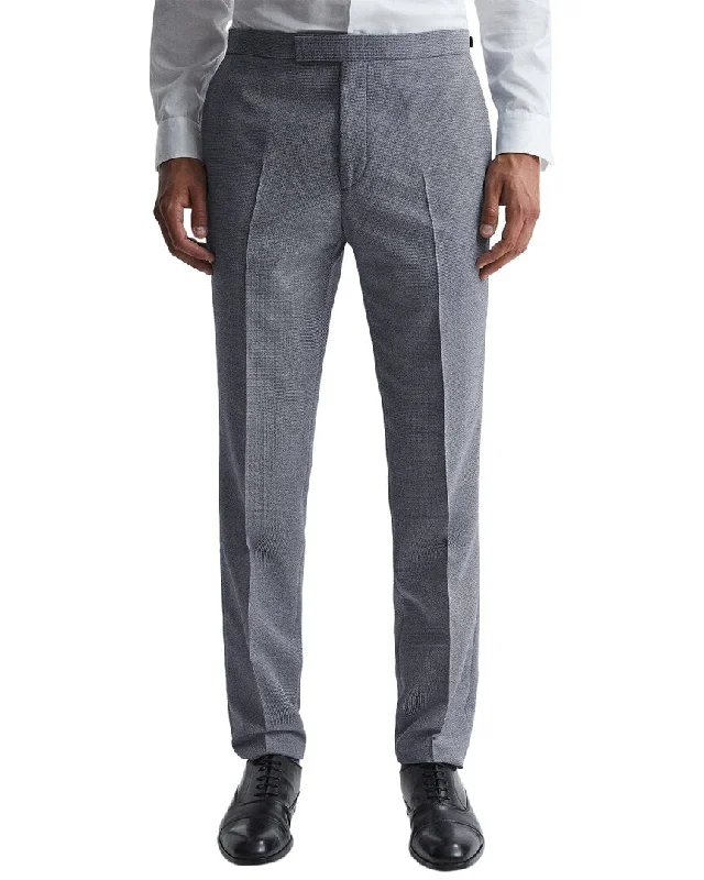Reiss Hustle Wool-Blend Blue Micro Puppy Trouser Trousers Tapered Slim Fit